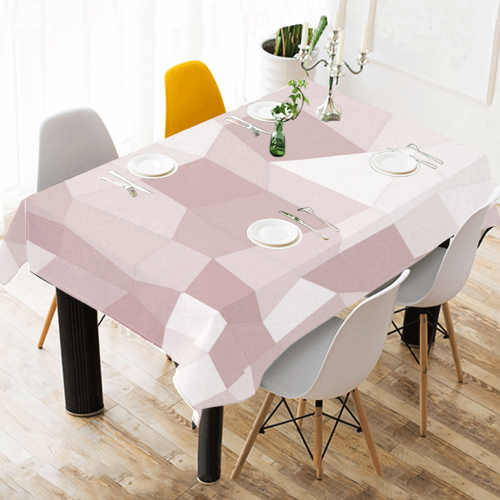 Mauve Beige Mosaic Cotton Linen Tablecloth 52"x 70"