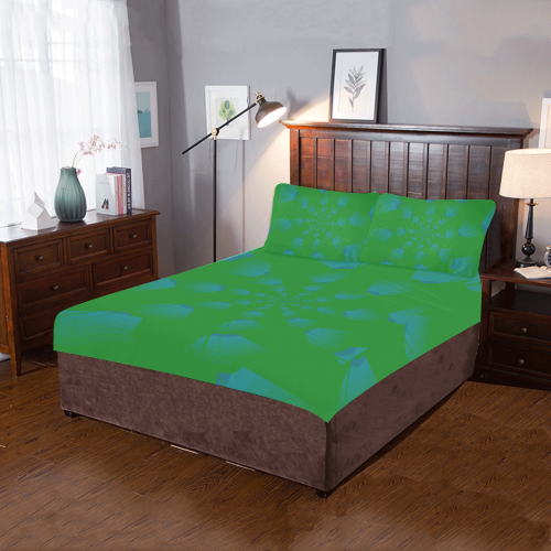 Blue and green 3-Piece Bedding Set