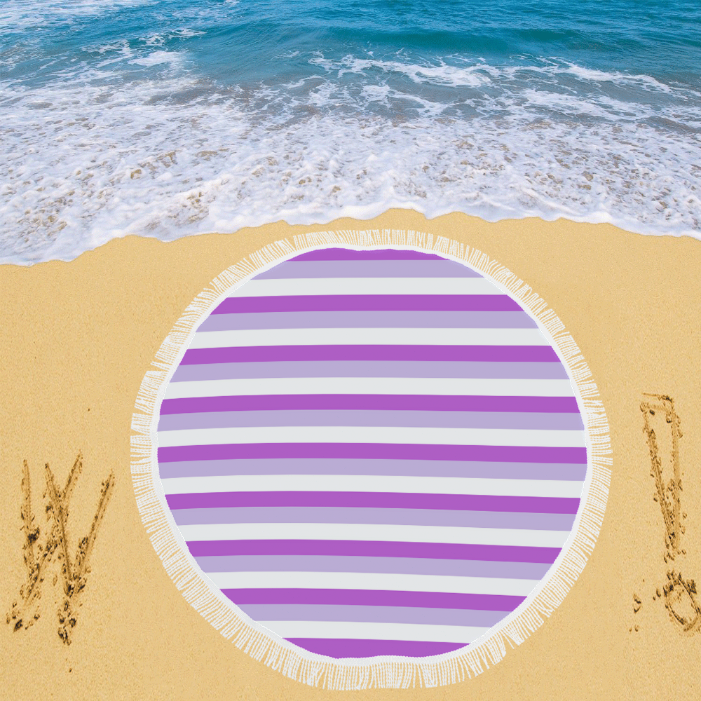 Purple Stripes Circular Beach Shawl 59"x 59"