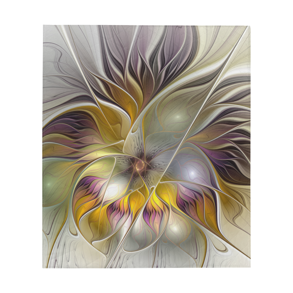 Abstract Colorful Fantasy Flower Modern Fractal Art Quilt 60"x70"