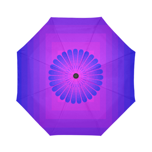 Blue flower on blue pink multiple squares Auto-Foldable Umbrella (Model U04)
