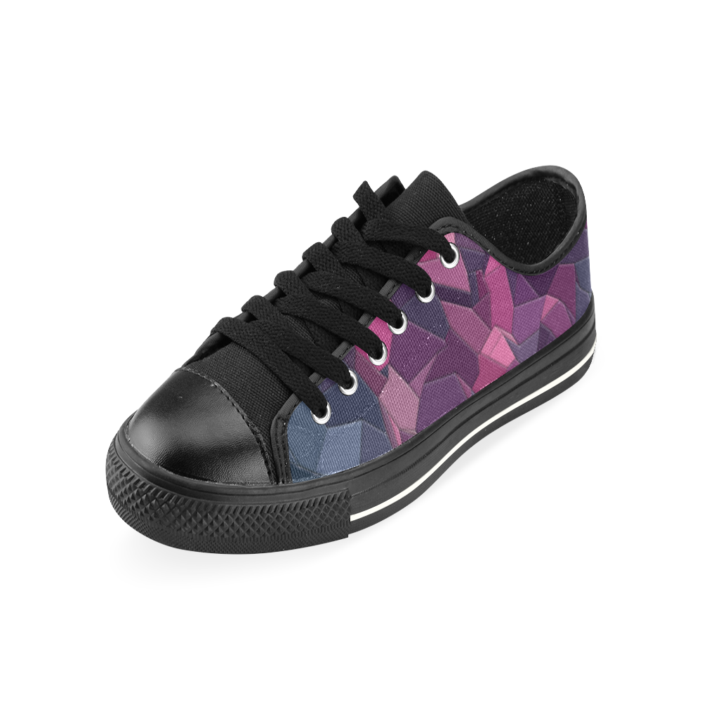 purple pink magenta mosaic #purple Low Top Canvas Shoes for Kid (Model 018)