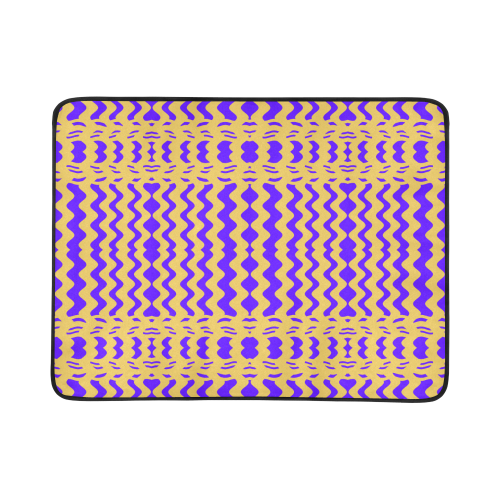 Purple Yellow Modern  Waves Lines Beach Mat 78"x 60"