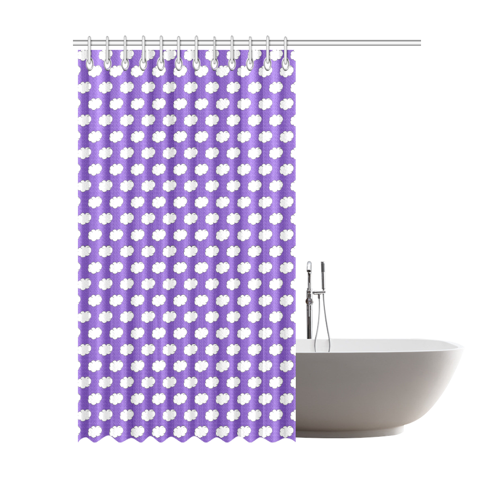 Clouds with Polka Dots on Purple Shower Curtain 72"x84"