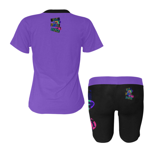 Break Dancing Colorful / Purple / Black Women's Short Yoga Set