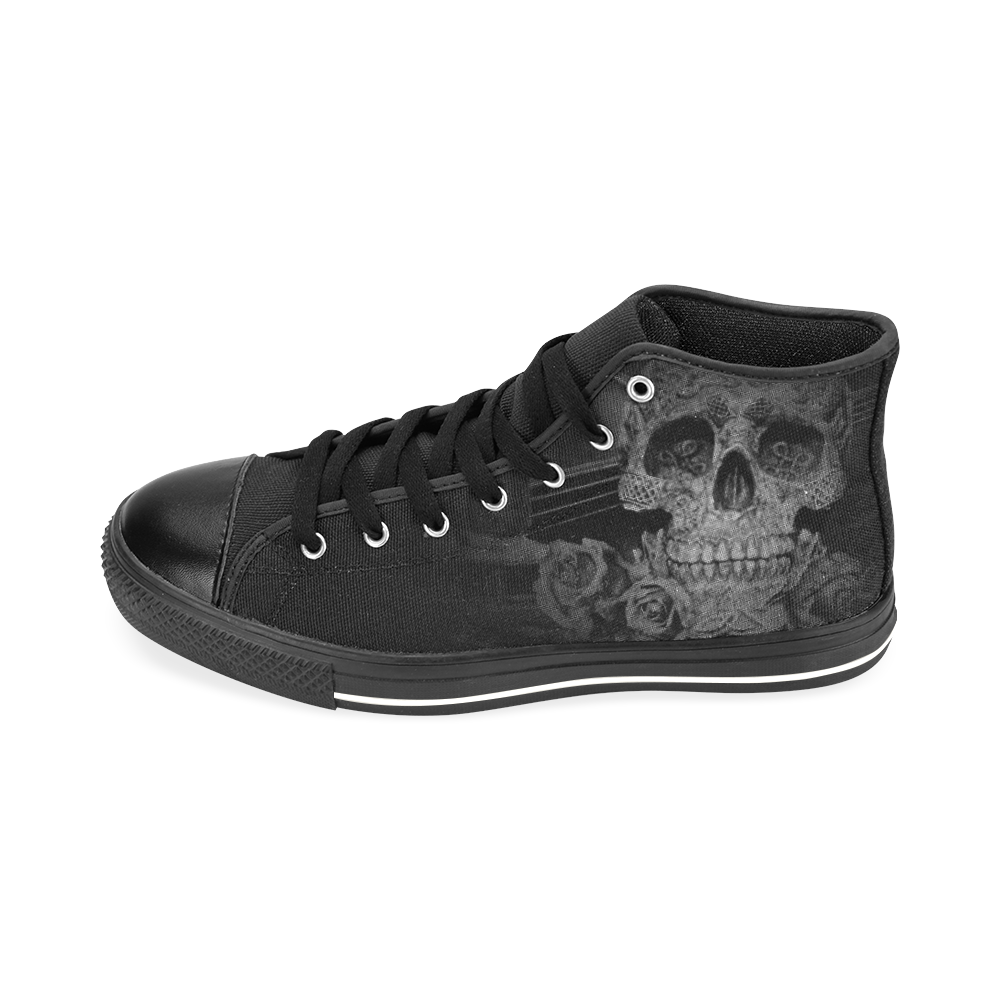 Steampunk Alchemist Mage Roses Celtic Skull halfto Men’s Classic High Top Canvas Shoes /Large Size (Model 017)