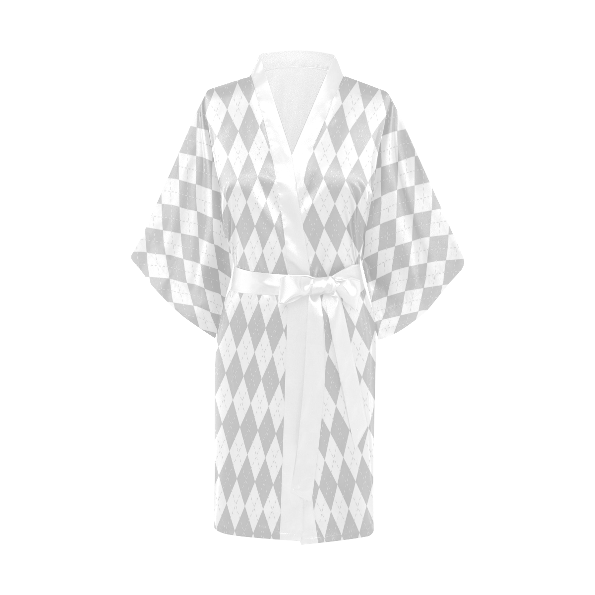 Grey and White Harlequin Kimono Robe