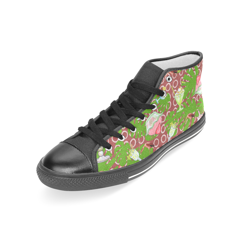 ice cream tropical pattern Women's Classic High Top Canvas Shoes (Model 017)