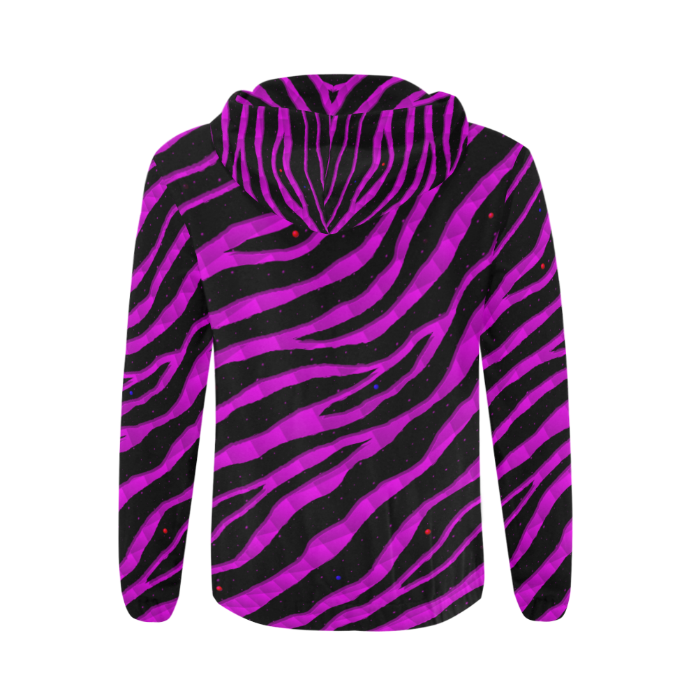 Ripped SpaceTime Stripes - Pink All Over Print Full Zip Hoodie for Men/Large Size (Model H14)