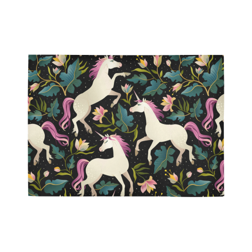 Magical Unicorns And Flowers Pattern Area Rug7'x5'