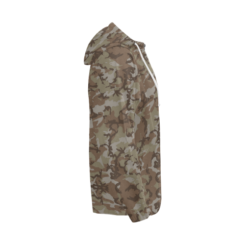 Woodland Desert Brown Camouflage All Over Print Full Zip Hoodie for Men (Model H14)