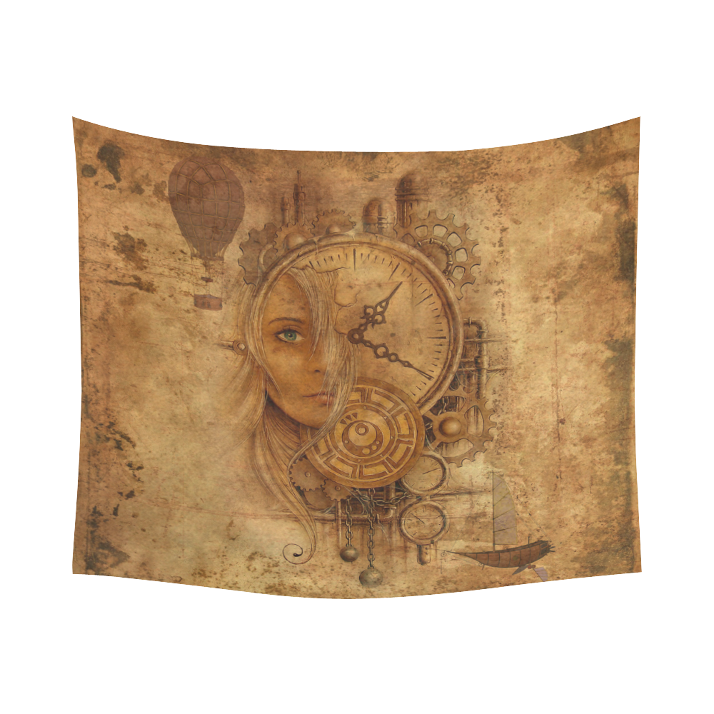 A Time Travel Of STEAMPUNK 1 Cotton Linen Wall Tapestry 60"x 51"