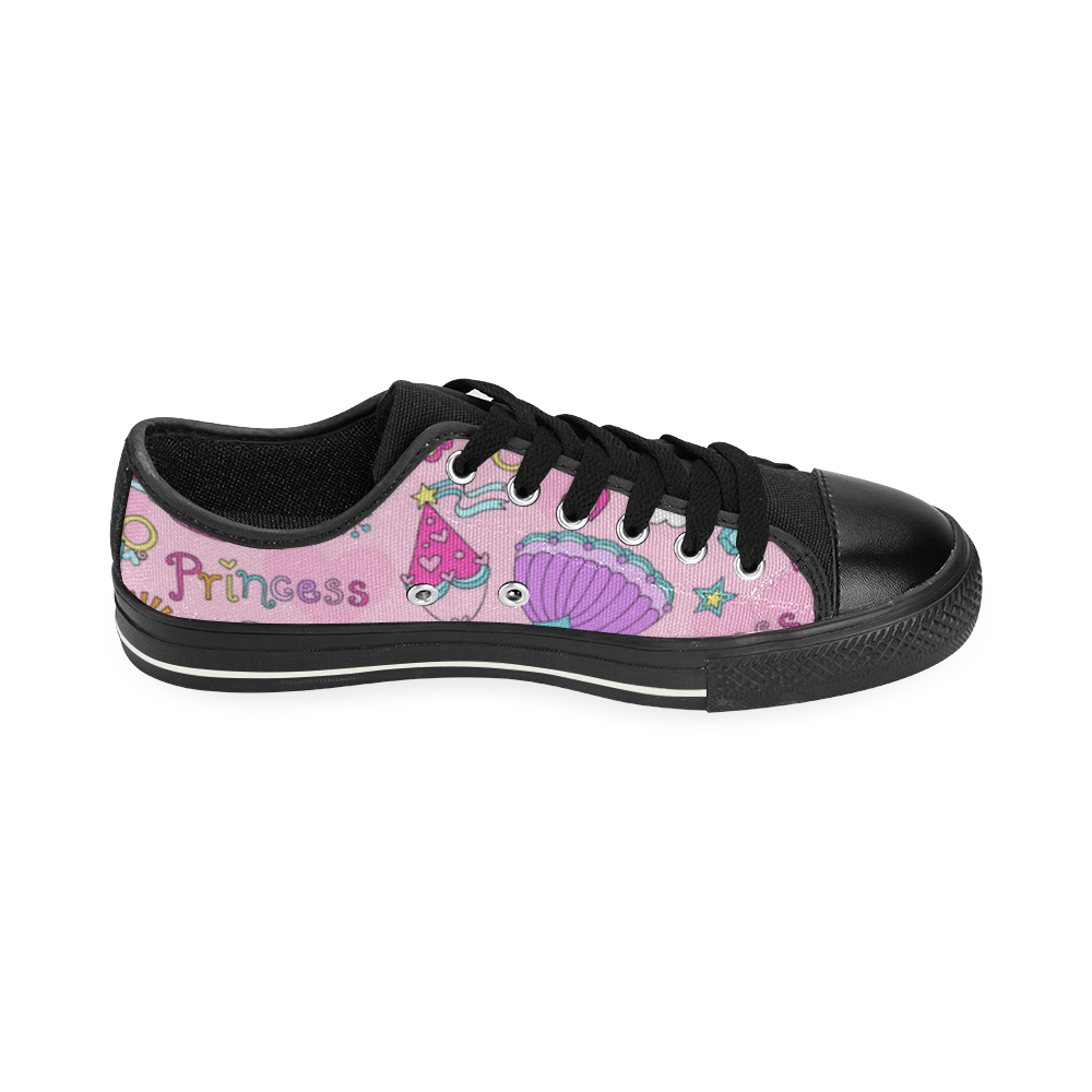 Cute Princess Pattern Low Top Canvas Shoes for Kid (Model 018)