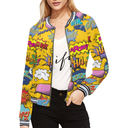 ComicDesign - WYellow All Over Print Bomber Jacket for Women (Model H21)