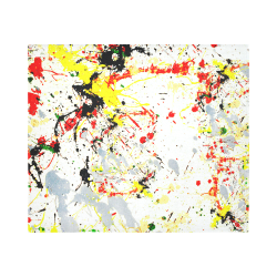 Black, Red, Yellow Paint Splatter Cotton Linen Wall Tapestry 60"x 51"