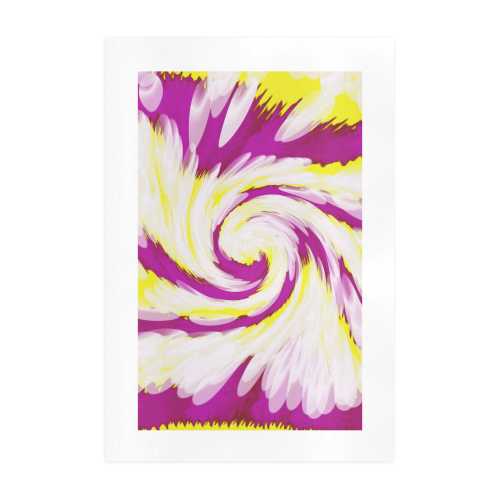 Pink Yellow Tie Dye Swirl Abstract Art Print 19‘’x28‘’