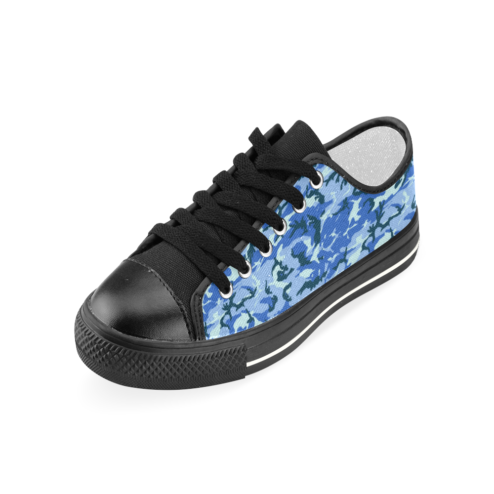 Woodland Blue Camouflage Women's Classic Canvas Shoes (Model 018)