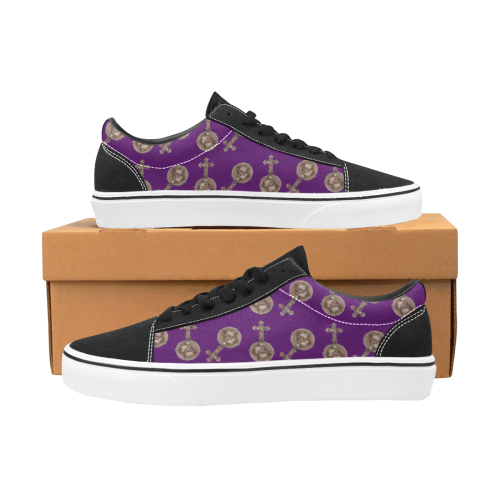 victorian crosses purple Men's Low Top Skateboarding Shoes (Model E001-2)