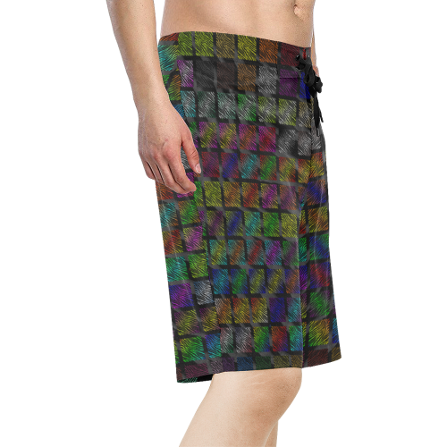 Ripped SpaceTime Stripes Collection Men's All Over Print Board Shorts (Model L16)