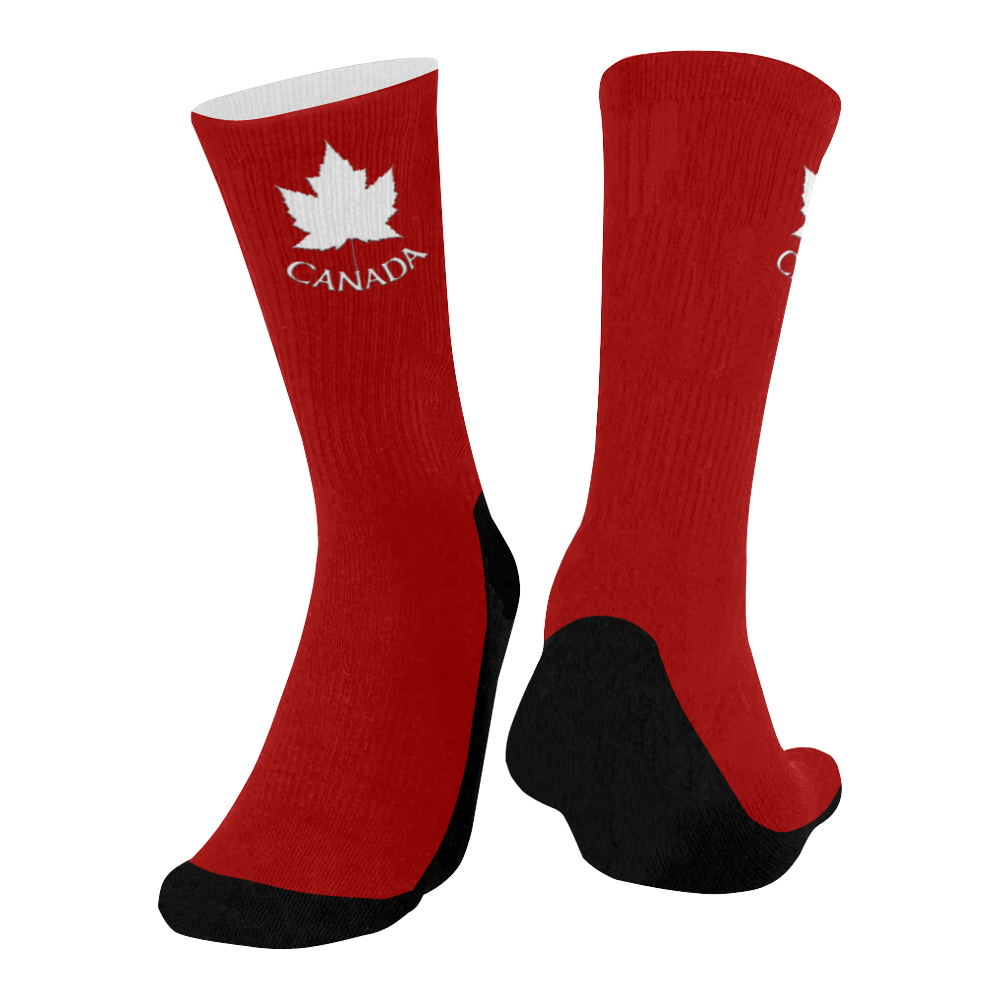 Canada Souvenir Socks Red Mid-Calf Socks (Black Sole)