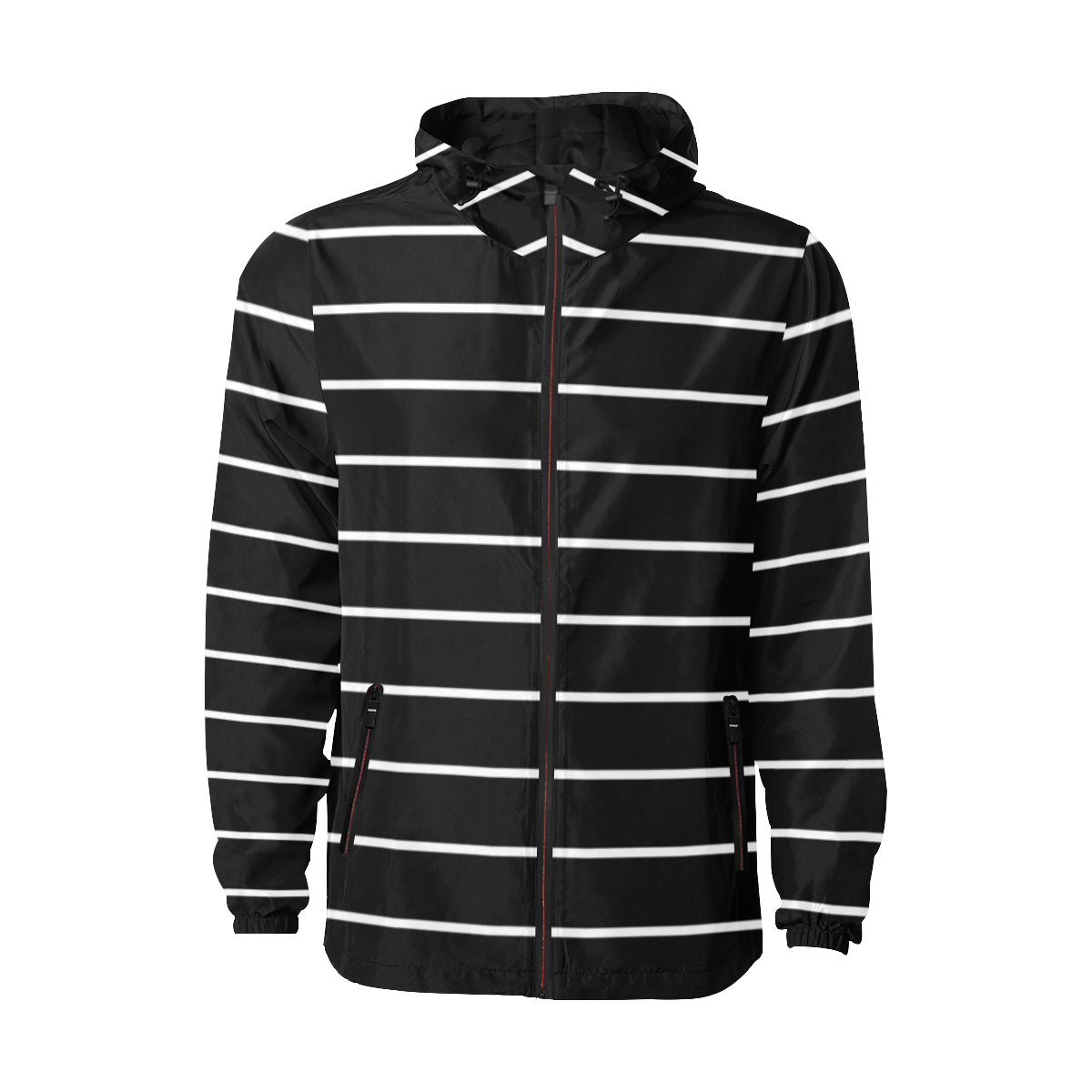 Black Striped All Over Print Quilted Windbreaker for Men (Model H35)