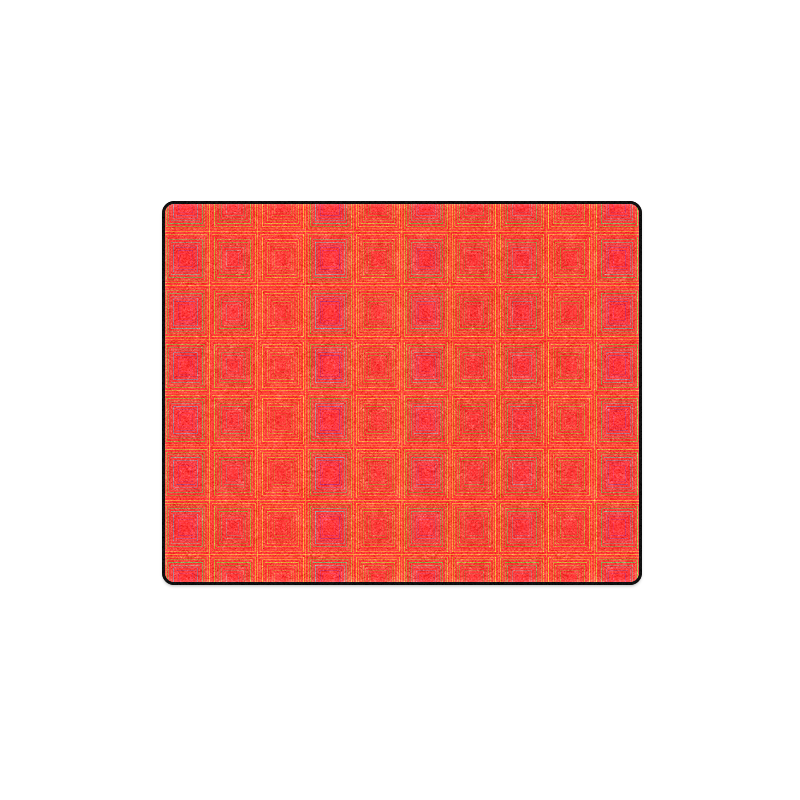 Red orange multicolored multiple squares Blanket 40"x50"