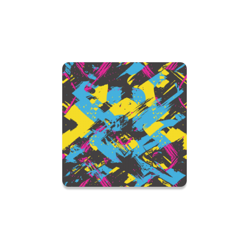 Colorful paint stokes on a black background Square Coaster