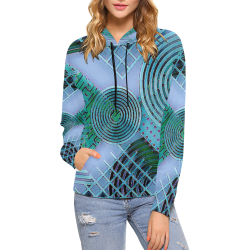 Squares & Circles BB All Over Print Hoodie for Women (USA Size) (Model H13)