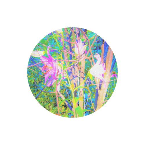 Abstract Oriental Lilies in My Garden Round Mousepad