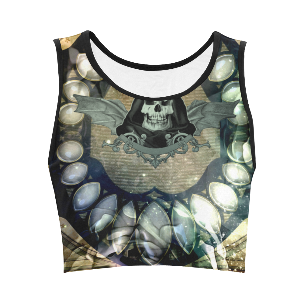 Awesome scary skull Women's Crop Top (Model T42)