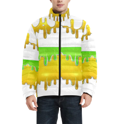 dripping paint in colors Men's Stand Collar Padded Jacket (Model H41)