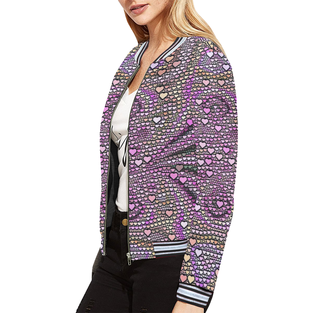 hearts everywhere C by JamColors All Over Print Bomber Jacket for Women (Model H21)
