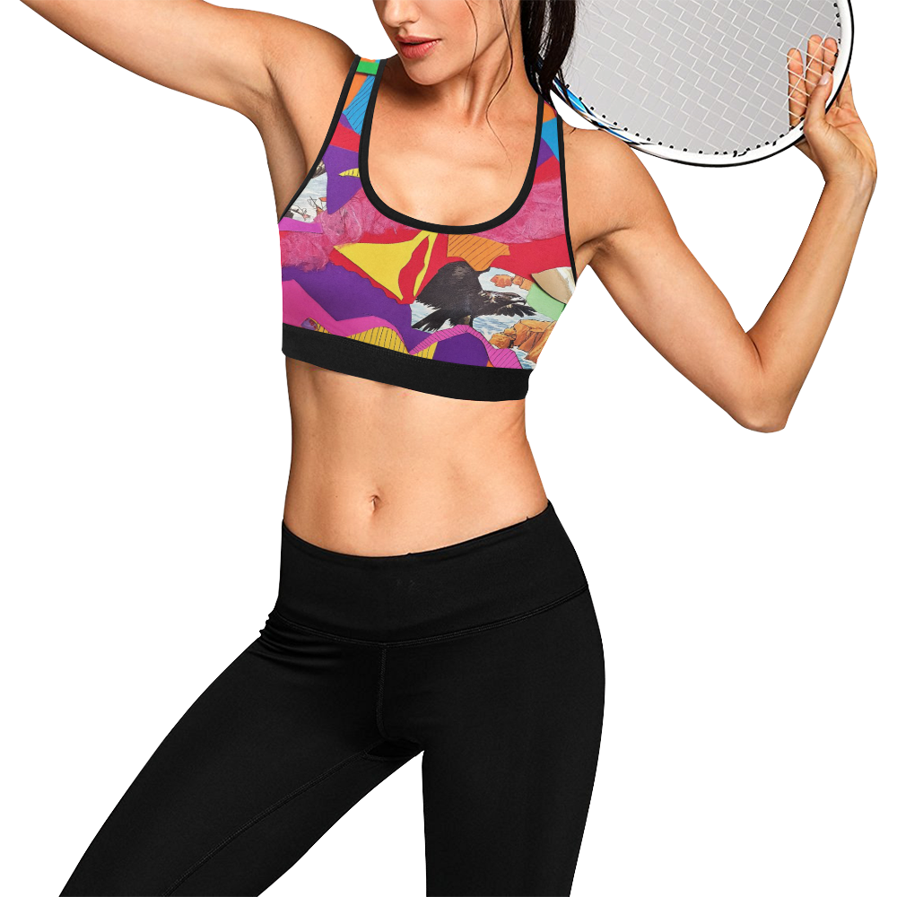 Collage Women's All Over Print Sports Bra (Model T52)