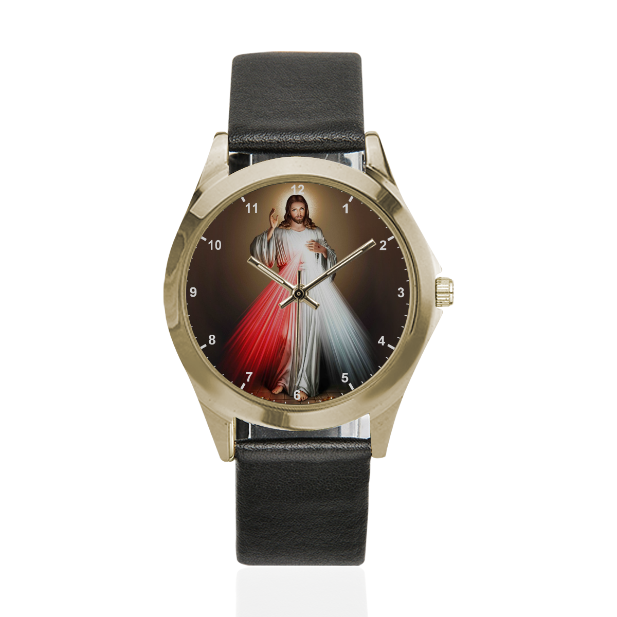 Jesus Christ Unisex Silver-Tone Round Leather Watch (Model 216)