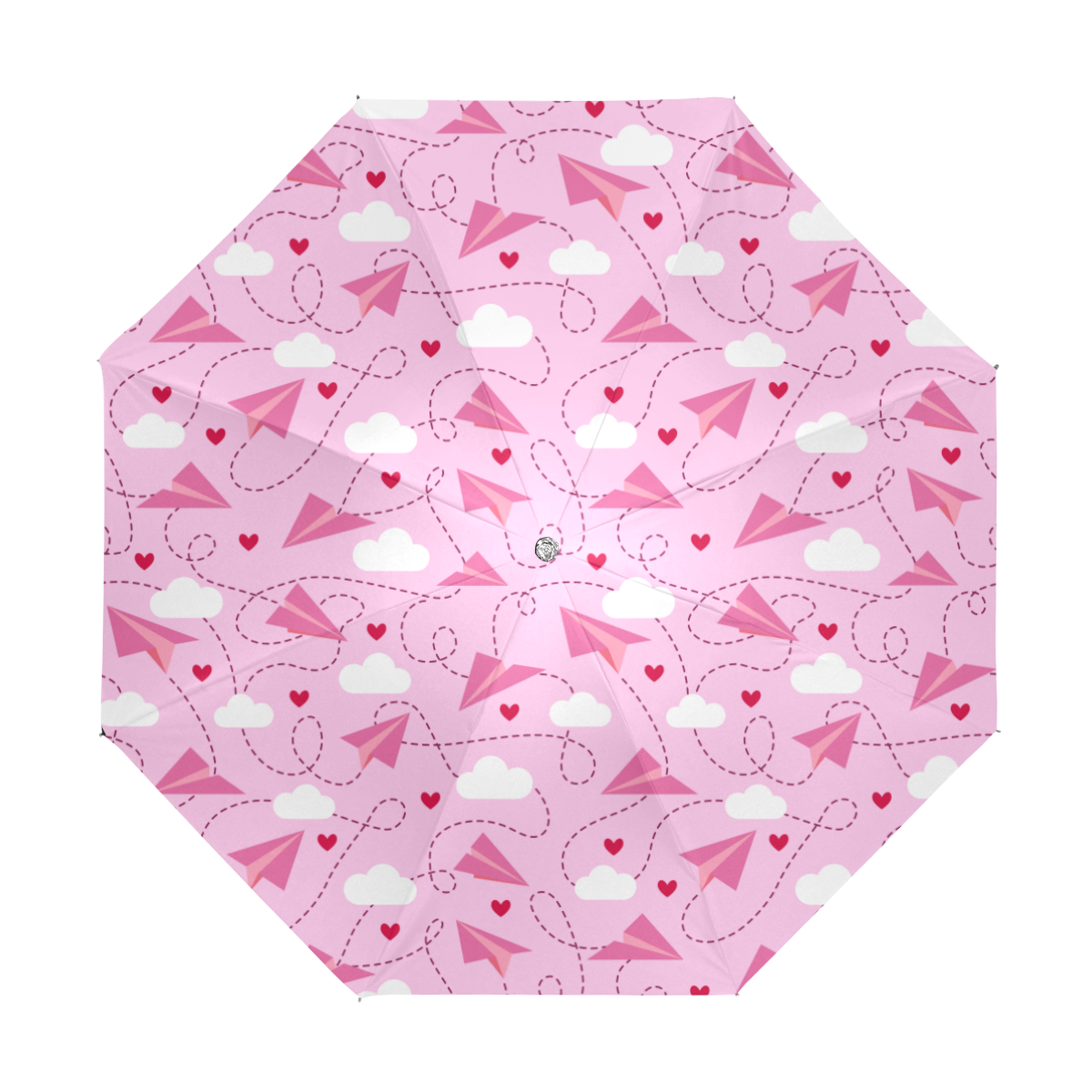 Pink Umbrella Valentine's Day love paper planes Anti-UV Foldable Umbrella (U08)
