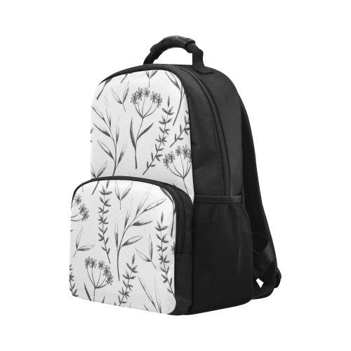 black white flowers Unisex Laptop Backpack (Model 1663)