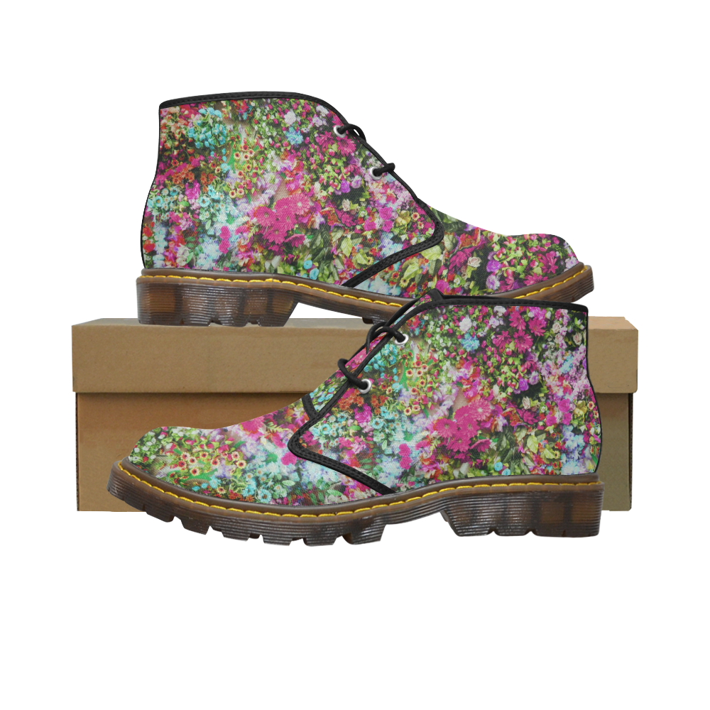 FLORAL DESIGN 14 Women's Canvas Chukka Boots/Large Size (Model 2402-1)