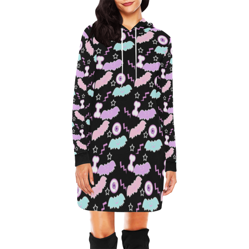 creepycute (pastel) All Over Print Hoodie Mini Dress (Model H27)