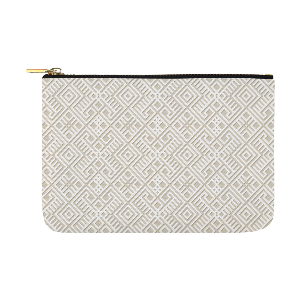 White 3D Geometric Pattern Carry-All Pouch 12.5''x8.5''