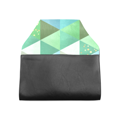 Triangle Pattern - Green Teal Khaki Moss Clutch Bag (Model 1630)