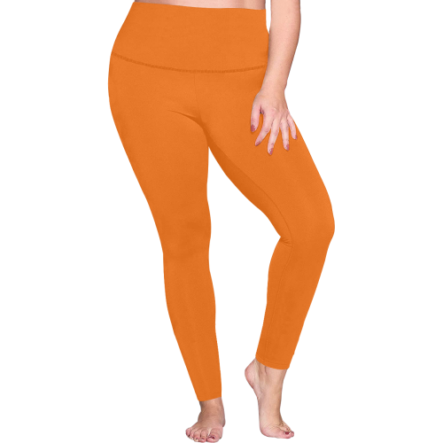 color pumpkin Women's Plus Size High Waist Leggings (Model L44)