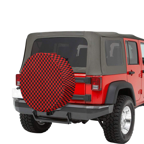 Checkerboard Black And Red 34 Inch Spare Tire Cover