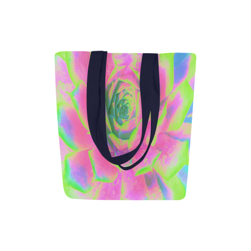 Lime Green and Pink Succulent Sedum Canvas Tote Bag (Model 1657)