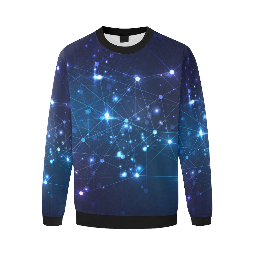 Twinkle Twinkle Little Blue Stars Cosmic Sky Men's Oversized Fleece Crew Sweatshirt (Model H18)
