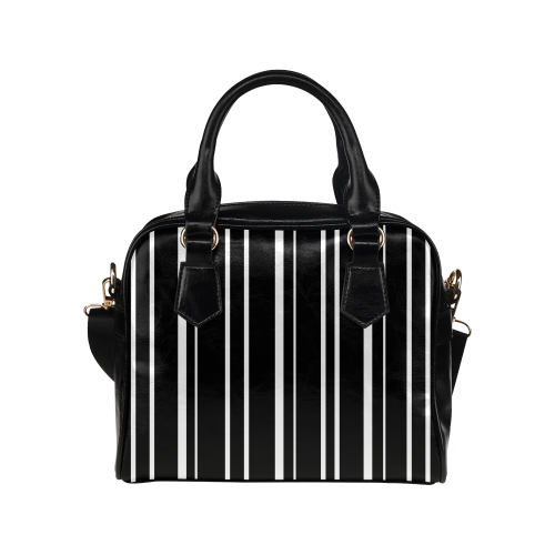 white stripes on black Shoulder Handbag (Model 1634)