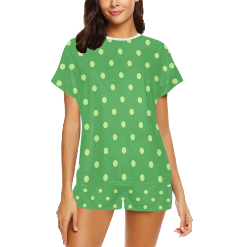Green Polka Dots Women's Short Pajama Set