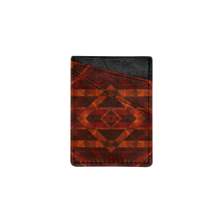 Red Geometric Design Cell Phone Card Holder