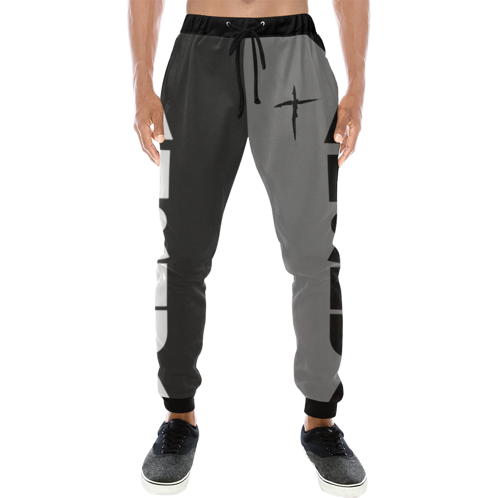 Yahshua Joggers (Black Gray) Men's All Over Print Sweatpants/Large Size (Model L11)