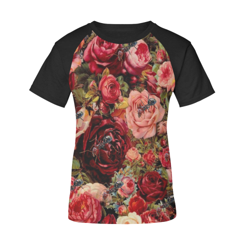 Ants n Roses Women's Raglan T-Shirt/Front Printing (Model T62)