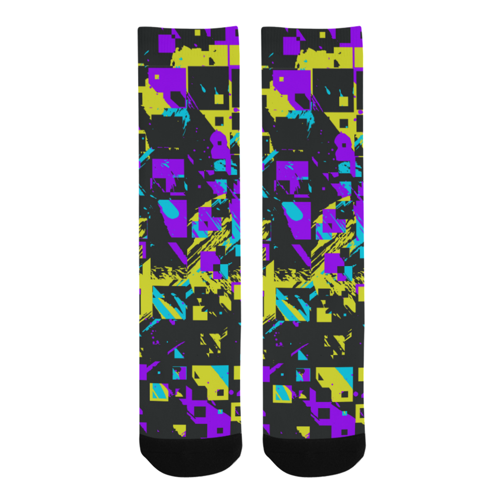 Purple yelllow squares Trouser Socks